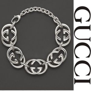 Gucci Britt GG Logo Silver Bracelet*NWB